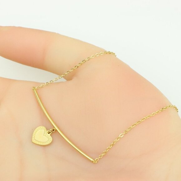 Yellow Gold Heart Pendant Necklace with Adjustable Chain, XPNL0358 - Picture 4 of 13